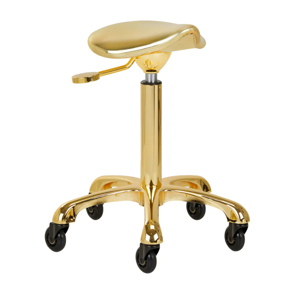 Banco de Cabeleireiro Fine Gold Dourado | Banco Profissional Ergonómico para Salão