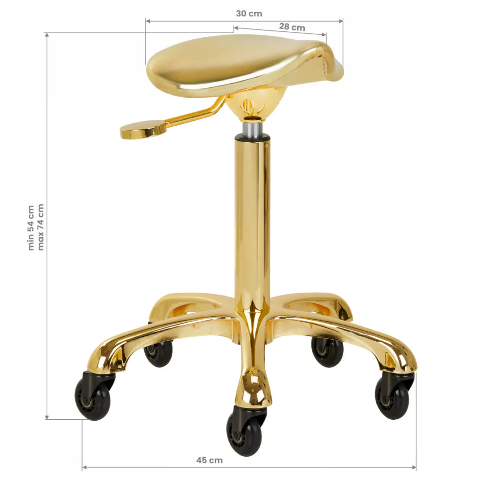 Banco de Cabeleireiro Fine Gold Dourado | Banco Profissional Ergonómico para Salão