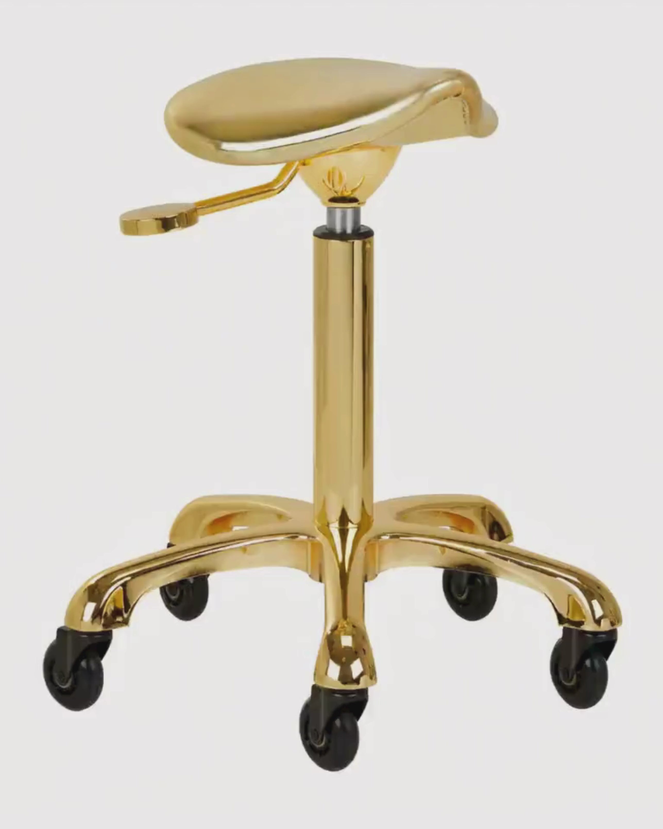 Banco de Cabeleireiro Fine Gold Dourado | Banco Profissional Ergonómico para Salão